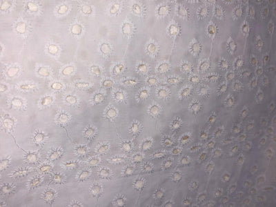 100 % Cotton Eyelet Embroidered Fabric 44" wide available in 3 colors CORAL 44", YELLOW 44"AND WHITE58"