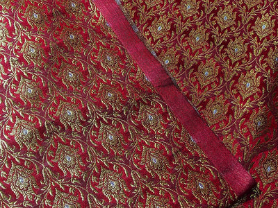 Silk Brocade fabric red, metallic gold and metallic silver color 44" wide BRO730[3]