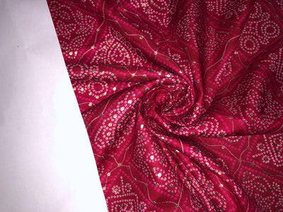 Premium Viscose Rayon fabric with foil print BANDINI LOOK 58" wide available in TWO  colors PINK AND PEACOCK GREEN