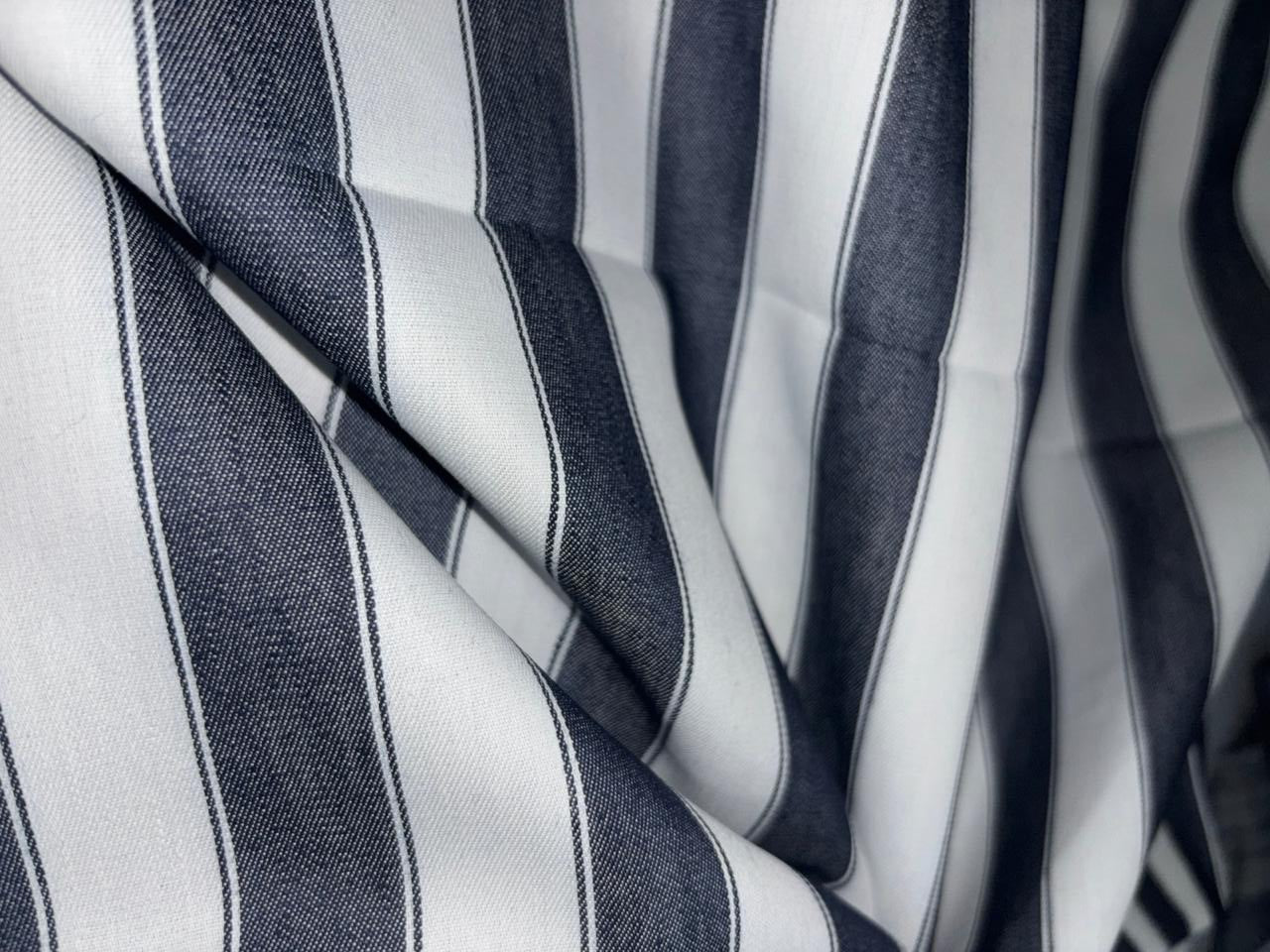 100% Cotton Denim  Fabric 58" wide STRIPES in 4 styles multicolor, charcoal /ivory, denim blue/white and denim blue /multicolor