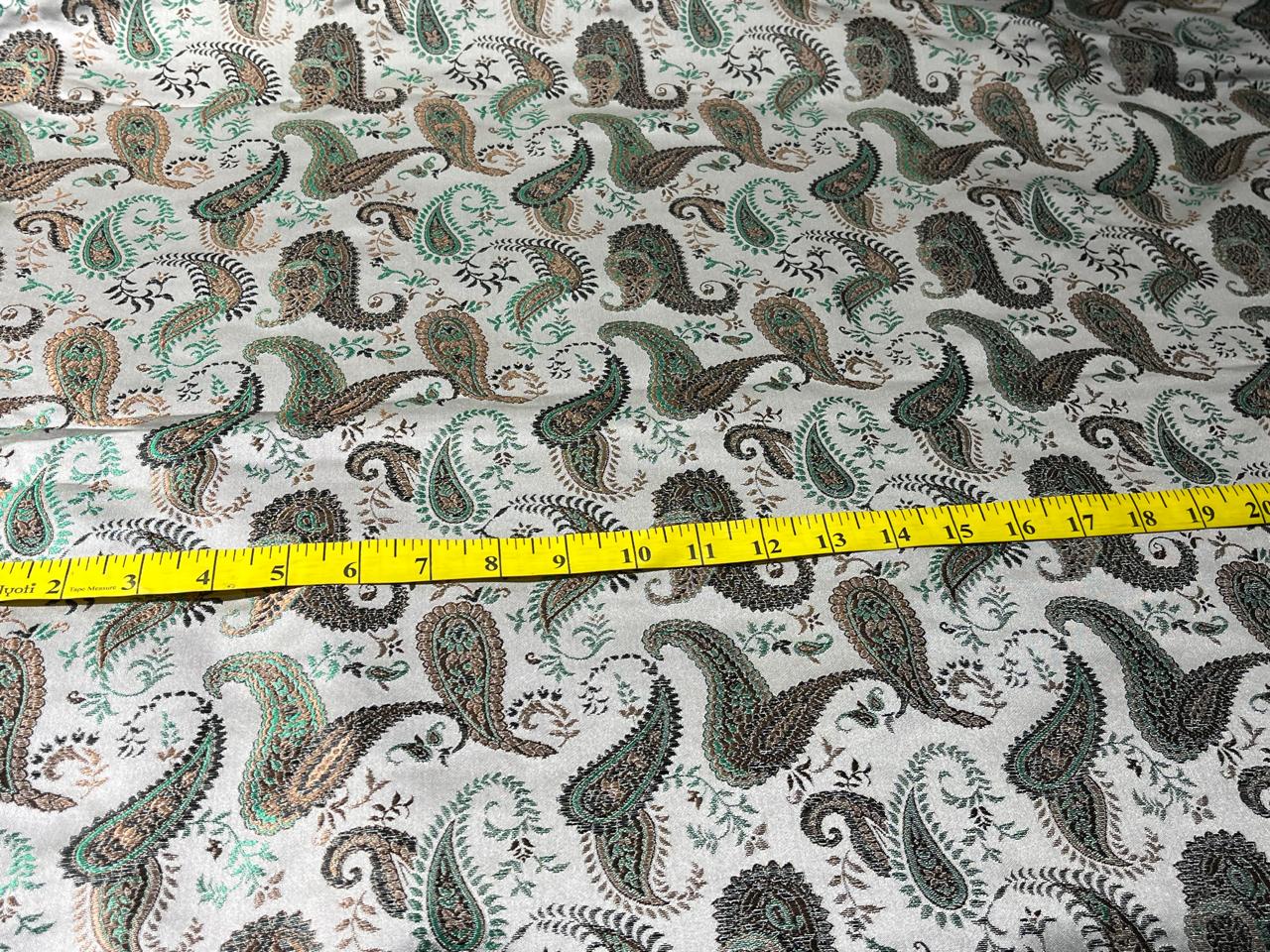 Brocade fabric 54" wide  100% Silk  Jacquard Fabric  PAISLEYS available in 2 colors grey and green and grey, green and brown TAFJACNEW20/21