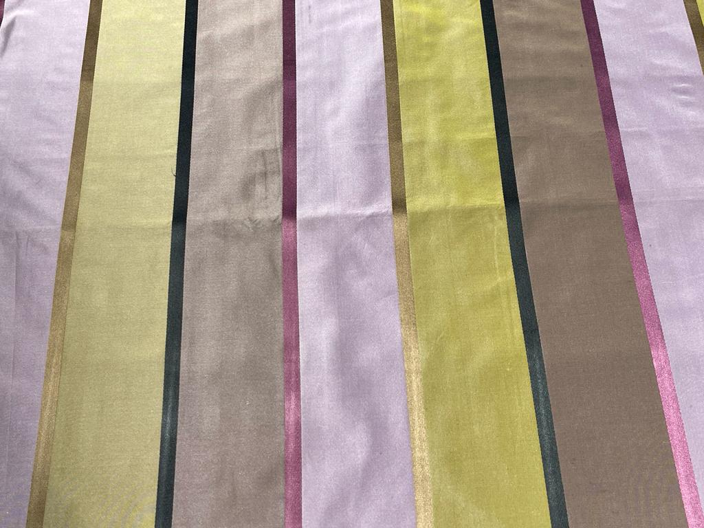 100% SILK TAFFETA stripes LILAC /OLIVE/MAUVE satin stripe fabric 54" wide TAFS164[4]