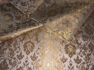 Silk Brocade fabric with  gold jacquard  BRO1018 available in 4 colors gold/lilac/grey and sea blue BRO1018