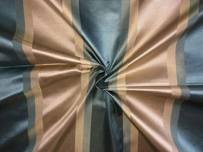 100% silk taffeta ribbed horizontal stripe blueish grey and beige 54&quot; wide TAFS143