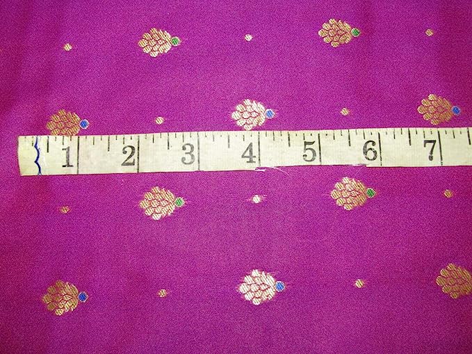 100% Silk Brocade Fabric Purple x Metallic Gold color 44" wide BRO772A[2]