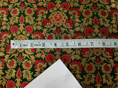 Silk Brocade fabric 44" wide BRO878 available in 5 colours [Mango/ Red , Emerald Green / Red ; Black/ Red ;Red/ Pink ; Navy /Pink AND METALIC GOLD