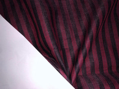 100% Linen stripe 60's Lea Fabric 58" wide available in two colors lilac/ grey and burgundy/black