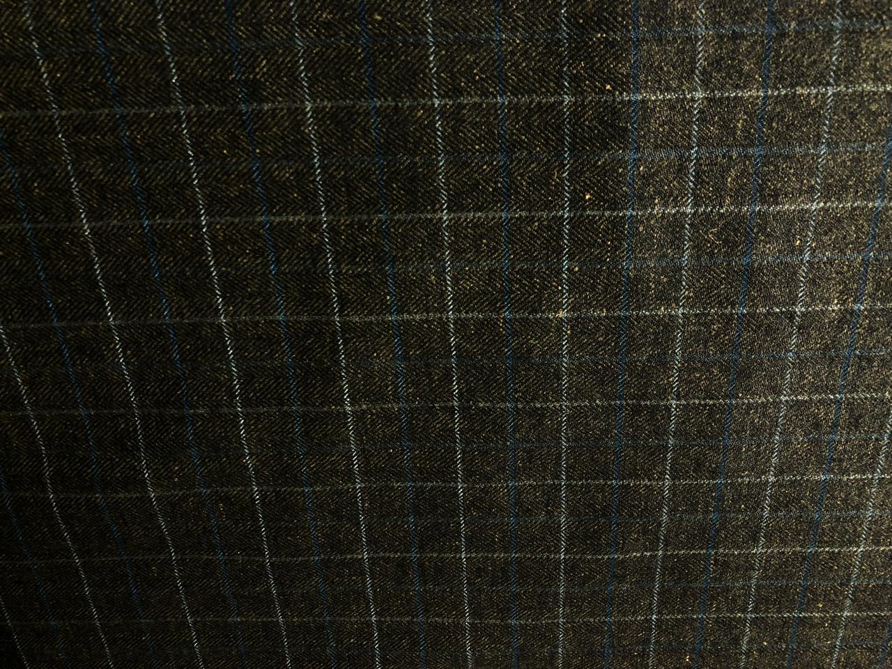 Tweed Premium Suiting WOOL BLENDED plaids MUSTARD ,BLACK AND GREY   Fabric 58" wide [16861]