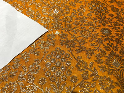 Silk Brocade Fabric MANGO  X ANTIQUE metallic gold Color 44" wide BRO949[6]