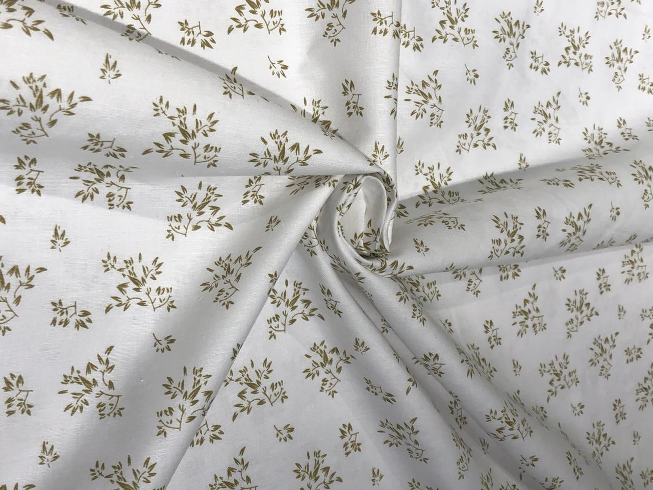 COTTON HEMP PREMIUM PRINTED FABRIC available in 3 prints ivory with gold leaves motif/blue black leaves and mini anchor motifs