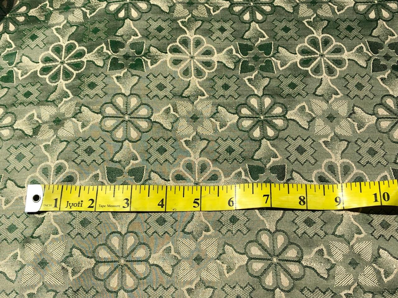 Brocade PURE SILK fabric VESTMENT 54" wide  GREEN AND GOLD TAFJ9[2]