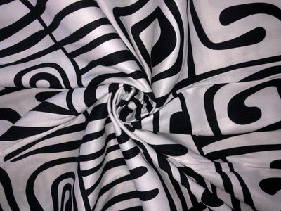 Rayon Twill white and black  abstract Printed fabric 58"wide [[16309]