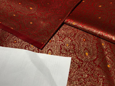 Silk Brocade Fabric RED / MANGO   X ANTIQUE metallic gold Color 44" wide BRO949[5]