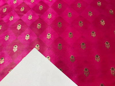 Silk Brocade  fabric~ satin 44" wide   jacquard BRO1003 available in 4 colors teal,pink,red and burgandy brown