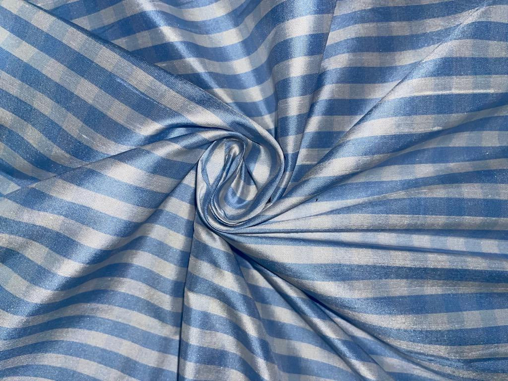 SILK Dupioni FABRIC Blue &amp; White color plaids DUPC62 54"wide