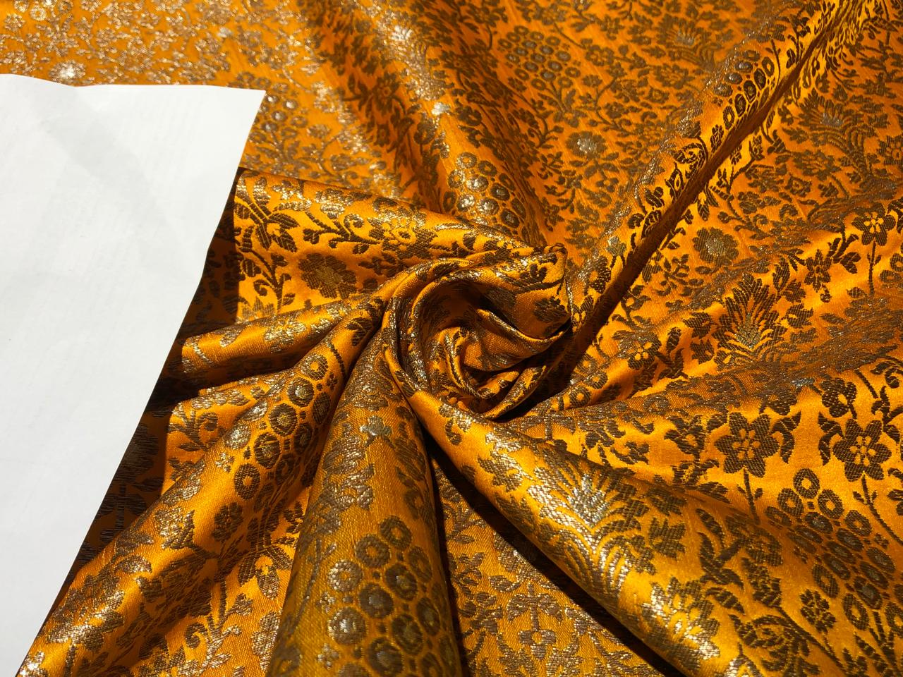 Silk Brocade Fabric MANGO  X ANTIQUE metallic gold Color 44" wide BRO949[6]