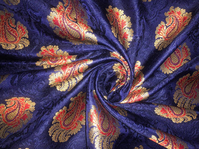 Silk Brocade fabric 44" wide PAISLEYS  available in 5 colors GREEN /YELLOW/ ROYAL BLUE /NAVY AND  ORANGE BRO940