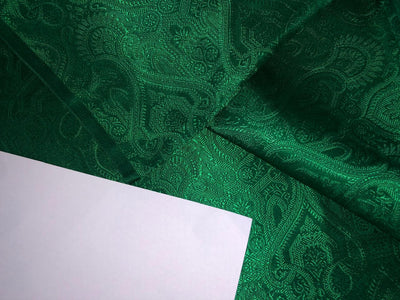 Silk Brocade fabric 44" wide Self  Jacquard  Emerald Green color BRO914[3]