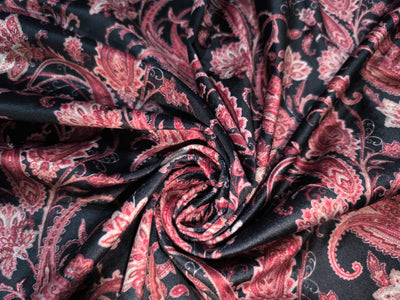 Velvet printed fabric paisley design [16008]