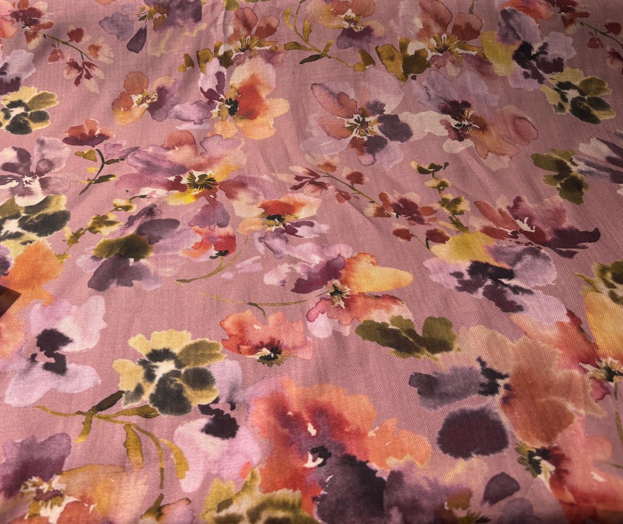 Viscose TWILL Digital Floral Print 41&quot; wide available in 2 colors dusty rose and sea foam