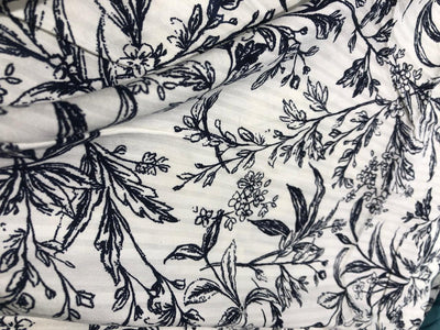 100%  Linen Cotton Flex Beautiful black  Floral Print Fabric 58" wide [16869]