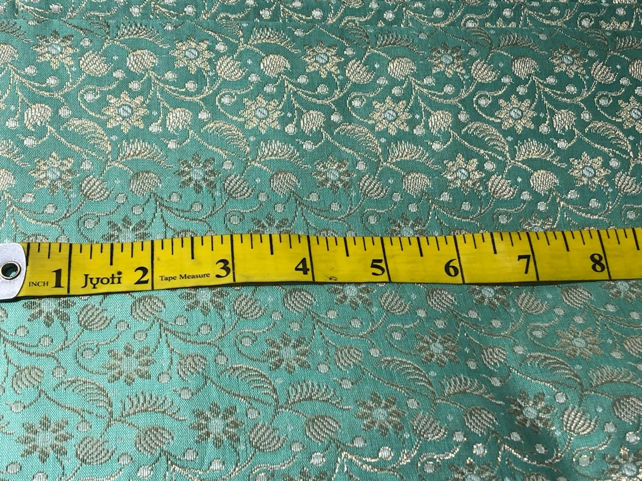 Brocade fabric mint  x metallic gold color 44" wide BRO759[7]