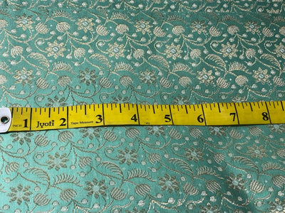 Brocade fabric mint  x metallic gold color 44" wide BRO759[7]