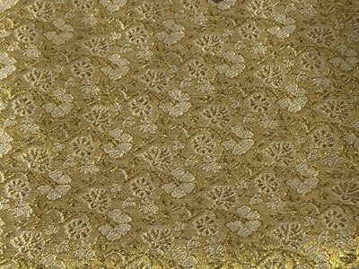 Brocade Fabric VINE Jacquard 3 D EFFECT with metallic gold and white BRO993[3]