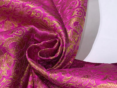 Silk Brocade Fabric with gold jacquard  available in 2 colors orange and pink  BRO988[4/5]