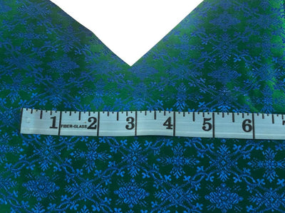 Brocade Fabric Green &amp; Blue color Vestment Design 44" wide BRO213[4]