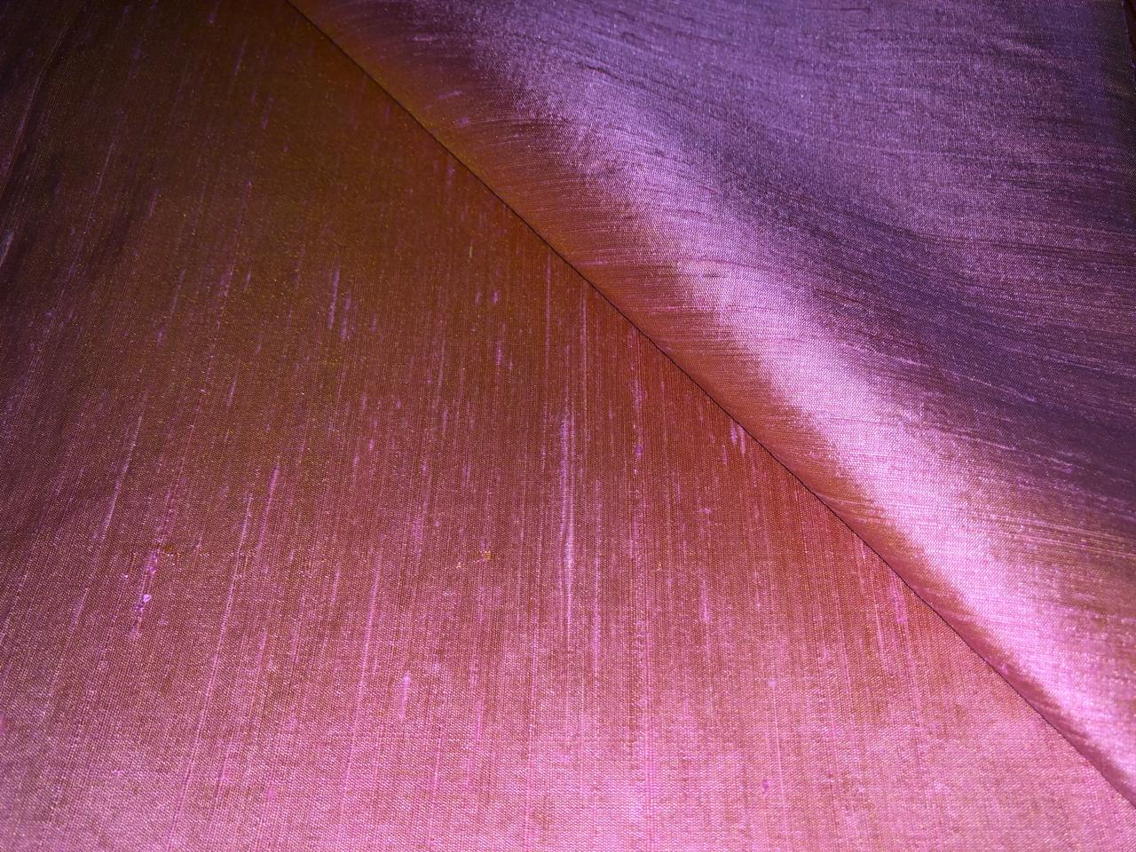 100% PURE SILK DUPIONI FABRIC PINK X GOLD colour 44&quot; wide WITH SLUBS*MM31[3]