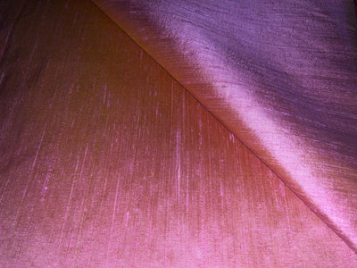 100% PURE SILK DUPIONI FABRIC PINK X GOLD colour 44&quot; wide WITH SLUBS*MM31[3]