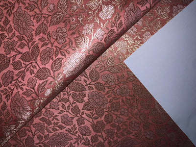 Silk Brocade Fabric metallic gold jacquard  44" wide BRO949A available in 3 colors red/peach and pink