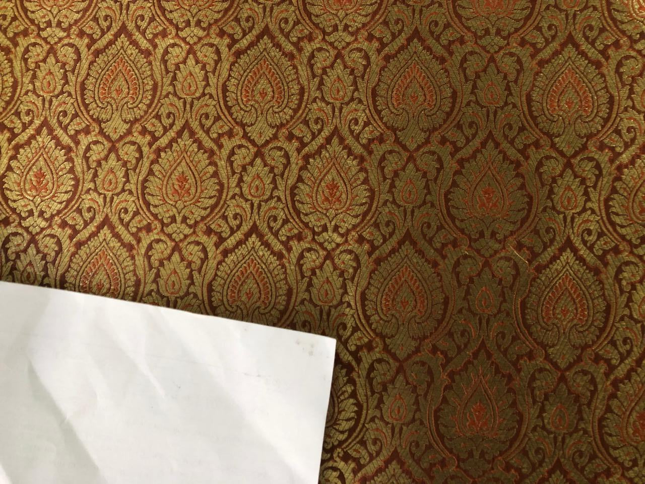 Silk Brocade jacquard fabric  with metallic gold 44" wide available in 2 colors MUSTARD and PEACH BRO935[2/3]