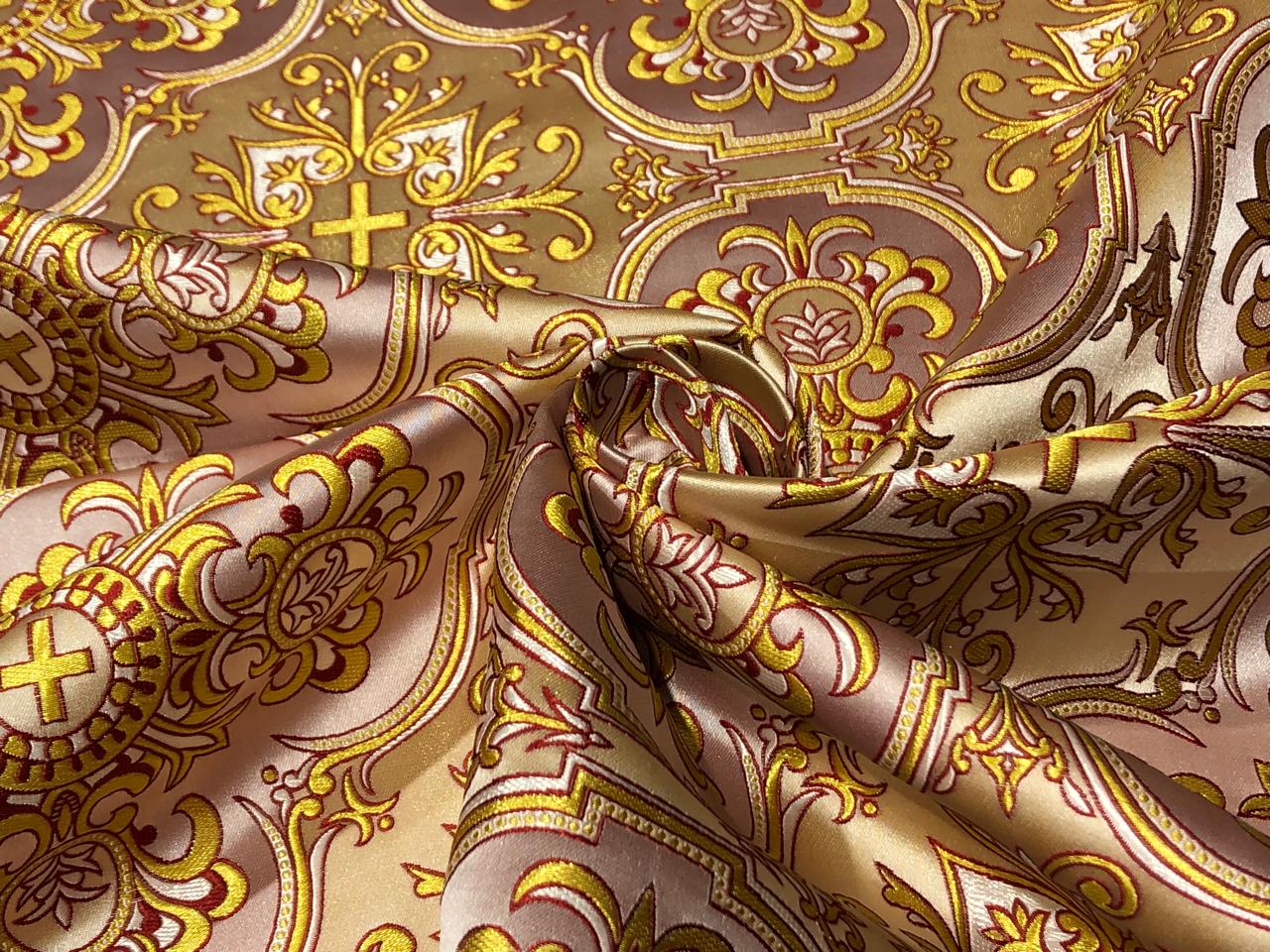 Brocade fabric VESTMENT 60" wide  available in 2 colors cream x gold and burgundy x gold and cream x gold BRO951