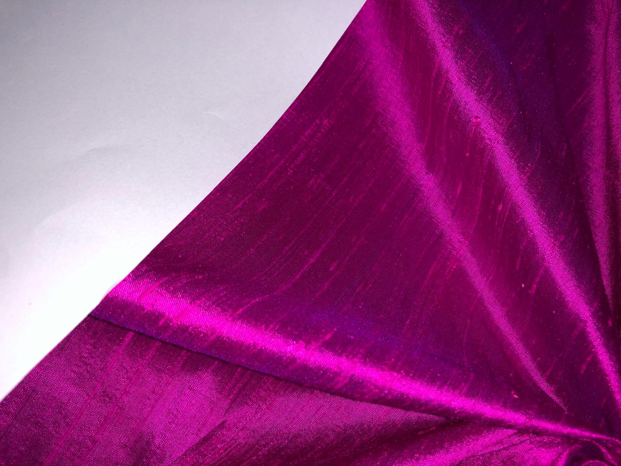 100% PURE SILK DUPIONI FABRIC MAGENTA color 44" wide WITH SLUBS MM125[3]