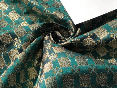 Silk Brocade fabric with leaf  jacquard available in 4 COLORS plum, teal ,red  and pink BRO998[1/2/3/4]