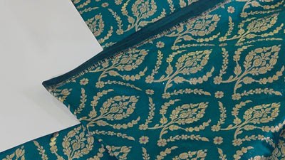 Silk Brocade Fabric  jacquard 44" wide  BRO974 available in 3 colors deep ink/peacock green and black