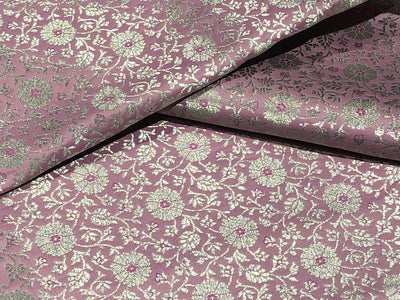 Silk Brocade fabric 44" wide Millennial Pink with metallic silver JACQUARD   BRO959[1]