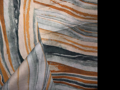 100% linen  digital print fabric 44" wide available in 2 STYLES multi color stripes and waves yellow ,sea green [15974/15975]