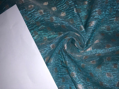 Tissue Crushed sheer MOTIF jacquard fabric 44"wide available in 3 COLORS rust bronze,pink lavender and sea blue