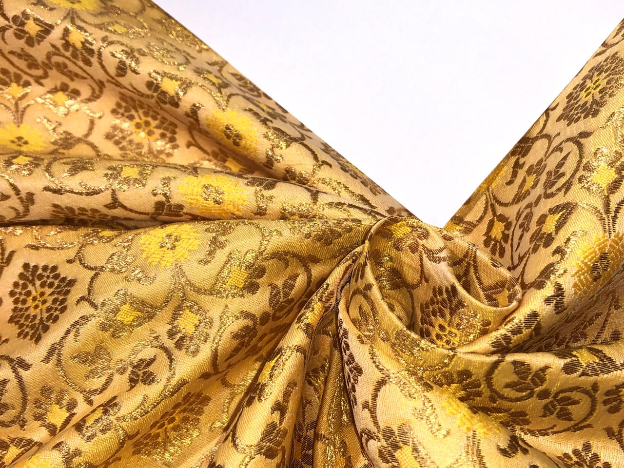 Silk Brocade fabric with subtle metallic gold   JACQUARD BRO931/BRO987 available in 5 colors grey, mint ,silver grey, sapphire and yellow