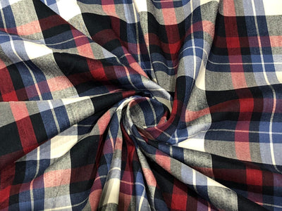 COTTON POPLIN BUFFALO PLAIDS RED/BLUE/NAVY/WHITE [16341]