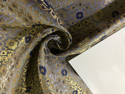 Silk Brocade fabric with subtle metallic gold   JACQUARD BRO931/BRO987 available in 5 colors grey, mint ,silver grey, sapphire and yellow