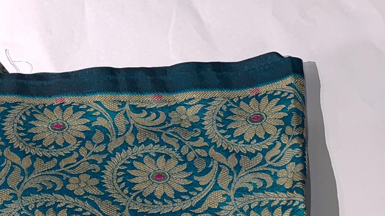 Silk Brocade Fabric  jacquard 44" wide  BRO974A available in 3 colors peacock green/deep olive and pink x orange