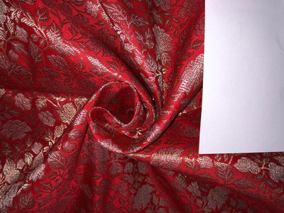 Silk Brocade Fabric metallic gold jacquard  44" wide BRO949A available in 3 colors red/peach and pink