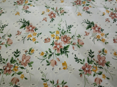 100% Cotton printed and chikan embroidery  fabric  58 inches wide 147 cms.available in 3 colors