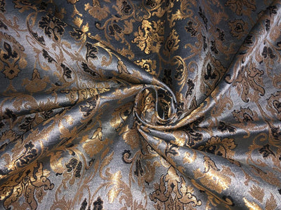 Silk Brocade fabric with  gold jacquard  BRO1018 available in 4 colors gold/lilac/grey and sea blue BRO1018