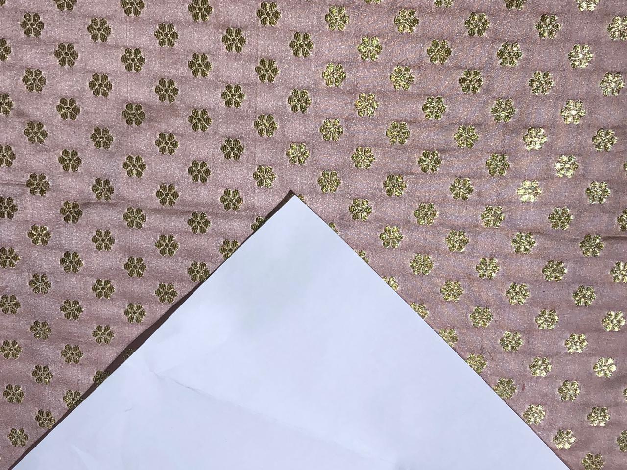 Brocade Fabric with metallic gold small flower motif Jacquard 44" WIDE BRO982 available in 4 colors peach,sea foam,pistachio and silver grey