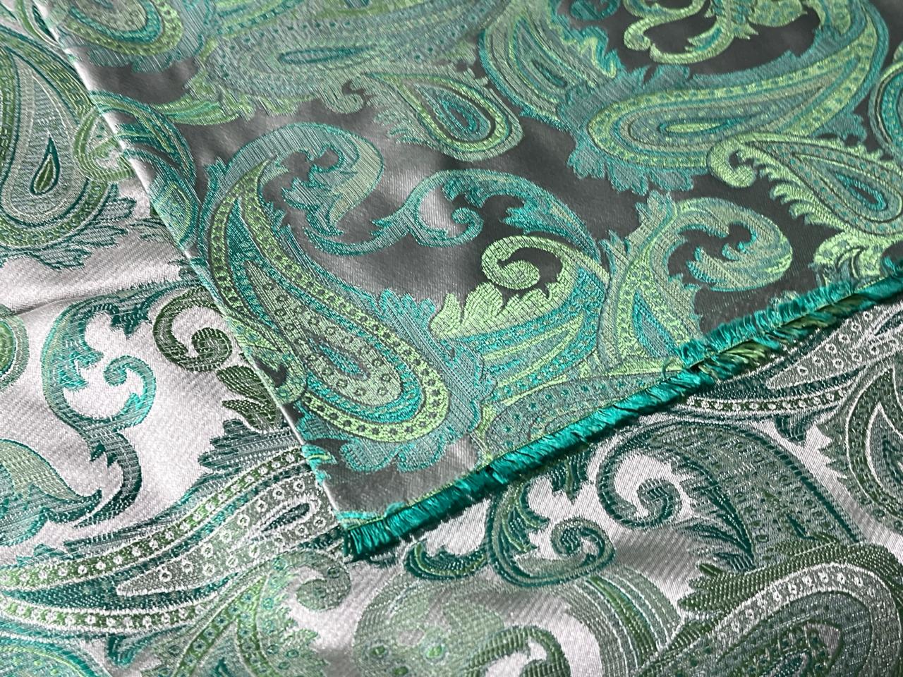 Brocade fabric 54" wide  100% Silk  Jacquard Fabric  PAISLEYS available in 2 colors grey and green and grey, green and brown TAFJACNEW20/21